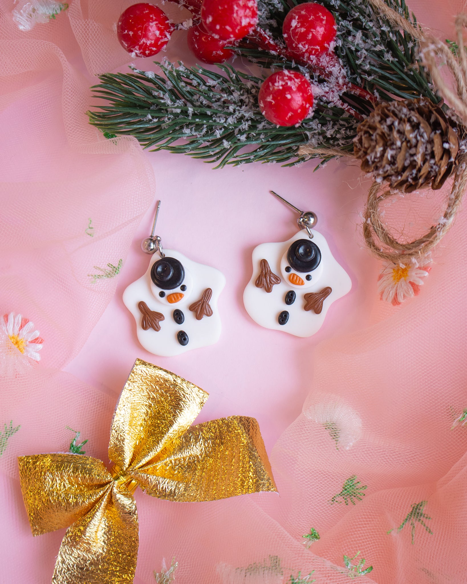 Brincos Melted Snowman