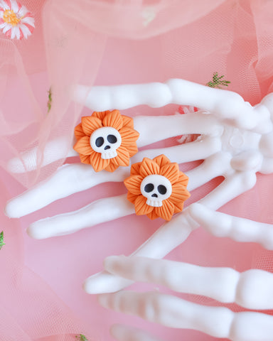 Brincos Flower Skull