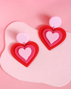 Brincos Pink Retro Heart
