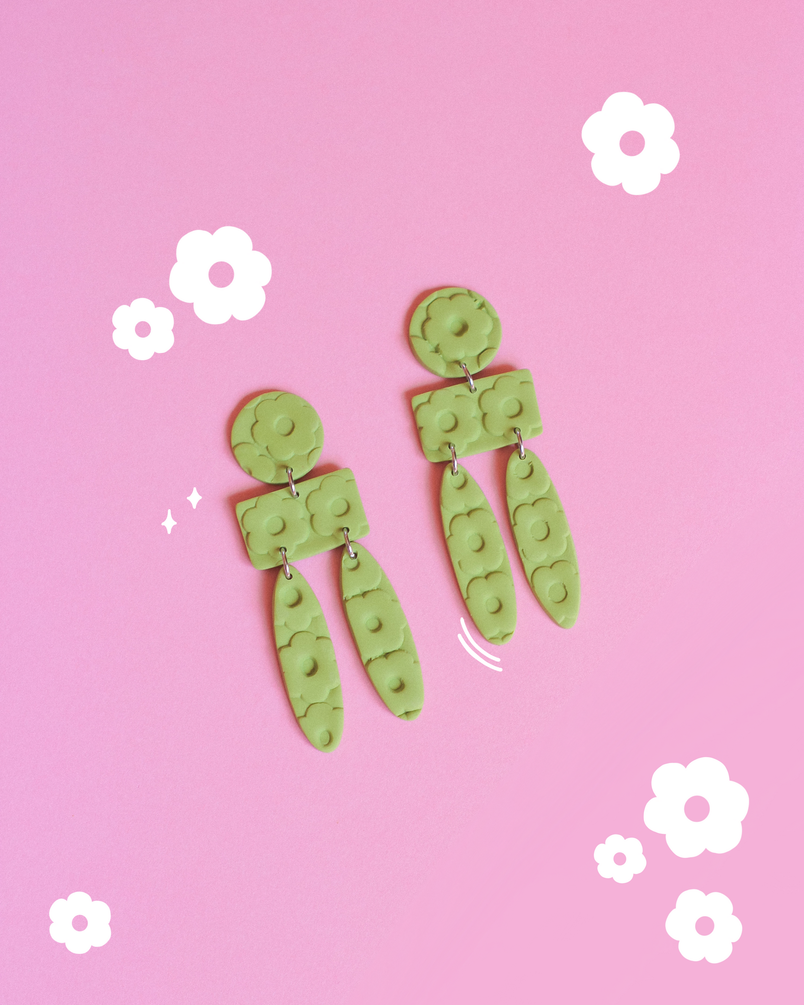 Brincos Green Flowers