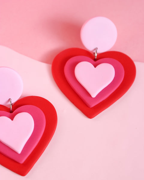 Brincos Pink Retro Heart